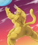  absurd_res back_muscles butt croiyan dragon_ball dragon_ball_z energy_ball fur hi_res male mammal muscular oozaru primate red_eyes saiyan side_mouth yellow_fur 