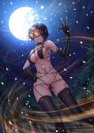  1girl adsouto black_hair breasts broken broken_moon cinder_fall evil_smile glowing glowing_eye hair_over_one_eye highres large_breasts looking_at_viewer moon moonlight rwby scar short_hair smile star_(sky) tagme yellow_eyes 