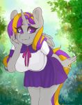  2019 animated anthro camel_toe clothing clothing_lift cutie_mark dialogue english_text equid fan_character female hair hi_res horn long_hair looking_at_viewer mammal multicolored_hair my_little_pony panties solo text tolsticot two_tone_hair underwear winged_unicorn wings 