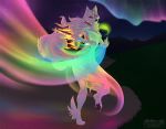  5_fingers alishka amaterasu anthro black_nose breasts canid canine canis capcom clothed clothing deity detailed_background digital_media_(artwork) female fur mammal night outside sky smile solo standing star starry_sky video_games white_fur wolf ōkami 