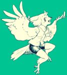  2016 anthro ashcozy avian bike_shorts bird clothed clothing feathers female flying fully_clothed hair line_art scarf shorts sierra_(ashcozy) simple_background solo tail_feathers talons wings 