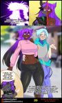  2019 animal_humanoid anthro ażula_arkt&auml;ndr big_breasts big_penis black_hair blue_hair blush braided_hair breasts bulge canid canid_humanoid canine canine_humanoid clothed clothing comic crop_top dark_skin dickgirl english_text eyes_closed fox_humanoid fur girly glowing grey_fur hair hi_res histrione horn huge_breasts humanoid intersex jewelry male mammal markings matemi motion_lines multicolored_hair neck_tuft nintendo nipples nude pants penis penis_outline pok&eacute;mon pok&eacute;mon_(species) purple_fur purple_hair red_eyes shirt shoulder_tuft sweater text tuft two_tone_hair undershirt video_games yellow_eyes zoroark 