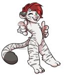  anthro chibi digital_media_(artwork) felid finnian_ennis fur green_eyes hair looking_at_viewer male mammal pantherine red_hair solo stripes theredghost tiger white_fur 