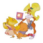  all_fours ambiguous_penetration anthro anthro_penetrated bandicoot big_breasts blonde_hair blue_eyes bouncing_breasts breasts butt butt_grab clothed clothing coco_bandicoot computer crash_bandicoot_(series) cum digital_media_(artwork) dildo doggystyle duo eyeshadow female female/female female_penetrated female_penetrating flower flower_in_hair footwear from_behind_position green_eyes hair hand_on_butt hand_on_hip hi_res impregnation laptop lipstick long_hair looking_pleasured makeup mammal marsupial naughty_dog nipple_outline open_mouth ovum partially_clothed penetration plant sex sex_toy shoes shorts shorts_down simple_background slb sony_corporation sony_interactive_entertainment source_request sperm_cell standing strapon sweat tawna_bandicoot tongue tongue_out video_games white_background 