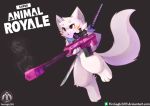  2019 blush canid canine canis gun hi_res jumping katana lyricwulf male mammal melee_weapon ranged_weapon senz smoke sniper solo super_animal_royale sword weapon wolf 