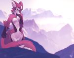  2019 5_fingers anthro blue_eyes breasts canid canine day detailed_background digital_media_(artwork) female fox fur hi_res mammal nude outside phation red_fur solo standing 