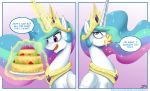  cake comic crown equid food friendship_is_magic horn jewelry john_joseco mammal my_little_pony necklace princess_celestia_(mlp) tiara winged_unicorn wings 
