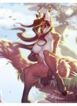  anthro breasts cervid female ghostli looking_at_viewer mammal nude outside sitting solo thick_thighs wide_hips 
