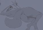  2016 3_toes 5_fingers african_fat-tailed_gecko anthro belly_scales big_butt biped blep breasts butt butt_focus claws digital_drawing_(artwork) digital_media_(artwork) drooling eublepharid fat-tailed_gecko featureless_breasts female gecko grey_background greyscale hand_on_head hi_res lighting lizard looking_at_viewer lying monochrome non-mammal_breasts nubbed_tail nude on_side plantigrade reptile saliva scales scalie shadow shiny simple_background small_breasts smile soles solo sunny_(tinyfaceart) thick_tail tinyfaceart toe_curl toes tongue tongue_out v_sign 