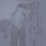  2018 5_fingers absurd_res african_fat-tailed_gecko anthro beady_eyes belly_scales biped blep breasts cobra dialogue digital_drawing_(artwork) digital_media_(artwork) duo english_text eublepharid eyelashes fat-tailed_gecko featureless_crotch female flat_chested front_view frown gecko grey_background greyscale half-length_portrait hand_on_shoulder hi_res lizard long_neck long_tail monochrome non-mammal_breasts nubbed_tail nude portrait reptile scales scalie shoulder_grab simple_background slim small_breasts small_waist smile snake snake_hood standing sunny_(tinyfaceart) text thick_tail tinyfaceart tongue tongue_out wide_hips 