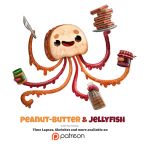  bread cnidarian cryptid-creations food food_creature jelly jellyfish knife marine medusozoan peanut_butter sandwich_(food) 