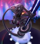  arbok bikini bottomless breasts clothed clothing female hi_res looking_at_viewer naga nintendo nipples open_mouth piratefoxbox pok&eacute;mon pok&eacute;mon_(species) pole reptile scalie snake solo stripper_pole swimsuit tongue video_games 