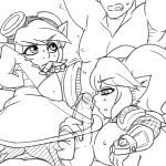  beecon123 clothed clothed/nude clothed_female_nude_male clothing female forced group humanoid league_of_legends lulu_(lol) male male/female monochrome nude penis poppy_(lol) rape riot_games tristana_(lol) video_games yordle 