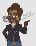  2019 anthro balls beak brown_fur clothed clothing digital_media_(artwork) fur hi_res itoruna itoruna_the_platypus male mammal monotreme penis platypus simple_background smile smoking solo tongue uncut 