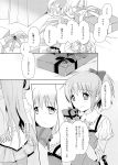  2girls akemi_homura alternate_hairstyle apron back_bow bag bangs blush bow box center_frills collared_shirt comic eyebrows_visible_through_hair fringe_trim gift gift_bag gift_box greyscale hair_bow hands_up holding holding_box holding_gift juliet_sleeves kaname_madoka lace long_hair long_sleeves mahou_shoujo_madoka_magica mitakihara_school_uniform monochrome multiple_girls pantyhose pleated_skirt ponytail puffy_sleeves scarf school_uniform shirt shopping_bag skirt sleeves_pushed_up smile thought_bubble translation_request yamada_ako 