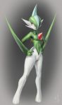 breasts crossgender featureless_breasts female gallade hands_on_hips hi_res humanoid nintendo not_furry pok&eacute;mon pok&eacute;mon_(species) pussy red_eyes smile solo thin_waist video_games w4g4 wide_hips 