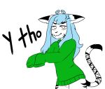  alpha_channel angry anthro aqua_hair bottomless clothed clothing dipstick_ears dipstick_tail felid feline fur girly mammal markings meme multicolored_tail nicholas_c._corbin pantherine reaction_image siberian_tiger simple_background solo sweater tiger transparent_background trinity_night turtleneck white_fur youtuber 