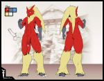  2019 3_fingers abs anthro anthrofied avian balls beak bird blaziken butt claws digital_media_(artwork) dnp101 erection feathers hair humanoid_penis male model_sheet muscular nintendo nude penis pok&eacute;mon pok&eacute;mon_(species) pok&eacute;morph simple_background smile solo standing video_games 