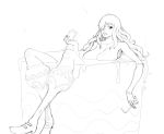  1girl artist_request breasts charlotte_smoothie cleavage drink large_breasts long_hair monochrome one_piece smile source_request tagme 