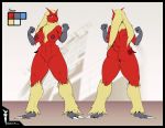  2019 3_fingers anthro anthrofied areola avian beak bird blaziken breasts butt claws digital_media_(artwork) dnp101 feathers female grimace hair model_sheet muscular nintendo nipples nude pok&eacute;mon pok&eacute;mon_(species) pok&eacute;morph pussy simple_background solo standing thick_thighs video_games 