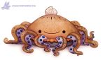  ambiguous_gender beady_eyes black_eyes blueberry_(fruit) cephalopod cryptid-creations feral food food_creature fruit humor marine mollusk octopus pie pun simple_background smile solo visual_pun whipped_cream white_background 
