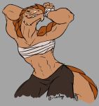  abs anthro artist binder breast_binding chest_wraps dragonborn female flexing kitterjitters lizard muscular muscular_female pose reptile scalie smile solo visibly_trans wraps 