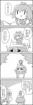  4koma bow cirno comic commentary_request crossed_arms daiyousei dress greyscale hair_between_eyes hair_bow hair_ribbon hat highres ice ice_wings letty_whiterock minigirl monochrome on_head person_on_head ribbon scarf short_hair short_sleeves sidelocks smile tani_takeshi thought_bubble touhou translation_request walking wings yukkuri_shiteitte_ne |_| 