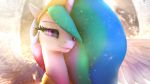  16:9 3d_(artwork) 4k absurd_res collar crown digital_media_(artwork) equid feathered_wings feathers female friendship_is_magic hair headshot_portrait hi_res horn jewelry lunar57 mammal multicolored_hair my_little_pony necklace portrait princess_celestia_(mlp) purple_eyes smile solo tiara winged_unicorn wings 