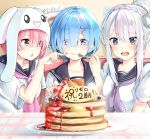  emilia_(re_zero) momonoko_noko ram_(re_zero) re_zero_kara_hajimeru_isekai_seikatsu rem_(re_zero) seifuku 