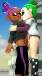  3d_(artwork) 5_fingers absurd_res balls bottomless brown_skin butt cephalopod clothed clothing digital_media_(artwork) duo erection frottage green_hair hair hi_res humanoid_penis inkling jacket male male/male marine mollusk nintendo owo_sfm penis penis_grab pointy_ears purple_hair sex shirt splatoon video_games 