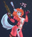  anthro breasts bullet canid canine canis clothing female fortnite gun hi_res j-lia_(artist) mammal pubes ranged_weapon rubella_the_worgen shotgun solo torn_clothing weapon wolf 