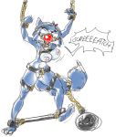  anthro ball_gag bdsm bondage bound breasts canid canine digital_media_(artwork) female forced fur gag gagged hair hi_res krystal mammal nintendo nipples nude oddjuice open_mouth solo star_fox torture video_games 