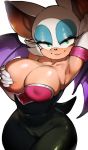  anthro big_breasts breasts camel_toe chiropteran cleavage clothed clothing female hi_res looking_at_viewer mammal one_breast_out roropull rouge_the_bat solo sonic_(series) voluptuous 