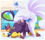  absurd_res afro alolan_vulpix anal anal_penetration animal_genitalia animal_penis anthro anus aurora_(purplebird) backsack balls bed big_butt blue_eyes blush butt canid canine canine_penis cloud cum cum_in_ass cum_inside cum_on_butt digital_media_(artwork) duo erection eyeshadow father father_and_son felid flower flower_in_hair from_behind_(disambiguation) fur green_eyes hair hi_res humanoid_penis incest knot liepard looking_back makeup male male/male mammal nikkibunn nintendo nude open_mouth palm_tree parent pawpads penetration penis plant plum_(purplebird) pok&eacute;mon pok&eacute;mon_(species) purple_fur regional_variant sex sky smile son spreading standing thick_thighs tree video_games water white_fur wide_hips window 