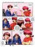  1boy 1girl breasts busty cleavage comic daveyboysmith eyes_closed genderswap jadenkaiba large_breasts long_hair open_mouth ponytail ranma-chan ranma_1/2 red_hair saotome_ranma text_focus voluptuous 