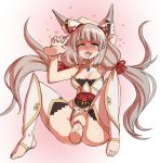  1boy 1girl animal_ears anus blush borvar breasts brown_eyes eyebrows_visible_through_hair feet hair_ornament heart highres long_hair looking_at_viewer nipples niyah penis saliva shiny shiny_hair simple_background spread_legs steam sweat tears tongue tongue_out uncensored xenoblade_(series) xenoblade_2 