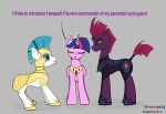  armor blue_eyes blue_hair broken_horn cutie_mark dialogue equid equine female friendship_is_magic fur guard hair horn horse mammal multicolored_hair my_little_pony pink_hair pony purple_fur purple_hair tempest_shadow_(mlp) twilight_sparkle_(mlp) white_fur wretched_krasnovaar 