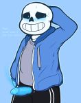  animated_skeleton blue_penis bone clothed clothing english_text frindle humanoid_penis male not_furry penis sans_(undertale) skeleton solo text undead undertale video_games 