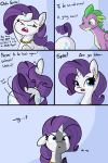  2019 absurd_res aged_up blush butt comic cutie_mark dialogue dragon english_text equid equine eyelashes female feral friendship_is_magic hair hi_res horn horse humor implied_penis jewelry male mammal my_little_pony nude pony rarity_(mlp) scalie simple_background spike_(mlp) suggesting sweat text tjpones unicorn wings 