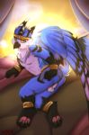  2019 anthro anus avian balls beak belly butt clothed clothing digital_drawing_(artwork) digital_media_(artwork) feathered_wings feathers fur hi_res looking_at_viewer male markings neothedragon nude smile solo white_fur wings 