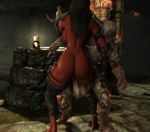  1girl ass breasts daedra demon_girl huge_ass huge_breasts skyrim sword weapon 