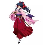  bow hakama japanese_clothes kimono long_hair pink_kimono ponytail pose red_bow red_hakama sakura_taisen shinguuji_sakura 