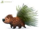  ambiguous_gender beady_eyes black_eyes brown_fur claws cryptid-creations feral flora_fauna fur humor mammal pinecone plant porcupine pun rodent simple_background smile solo visual_pun white_background 