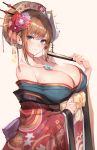  cleavage kimono no_bra open_shirt oyu_(sijimisizimi) 