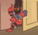  2018 anthro crossover felid feline fur incineroar mammal meme metro-goldwyn-mayer muscular nintendo open_mouth pok&eacute;mon pok&eacute;mon_(species) red_fur ryangilleece sneaking solo thomas_cat tom_and_jerry video_games 