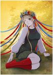  axis_powers_hetalia beads boots dress one_eye_closed radittz solo ukraine_(hetalia) ukrainian_clothes wreath 