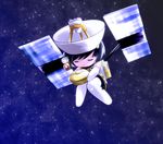  black_hair chibi closed_eyes hayabusa_(spacecraft) mecha_musume original personification short_hair sleeping solo space space_craft yume_shokunin 