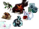  blitzle branch darmanitan gen_5_pokemon geregere_(lantern) highres klink leaf minccino molten_rock mouse munna no_humans pidove poke_ball pokemon pokemon_(creature) sand sandile wings 