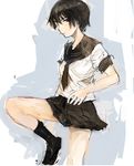  bad_id bad_pixiv_id black_hair highres original school_uniform serafuku short_hair solo un-known_(ninesix) 