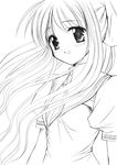  air greyscale kaigara_boushi kamio_misuzu lineart long_hair monochrome ponytail school_uniform solo 